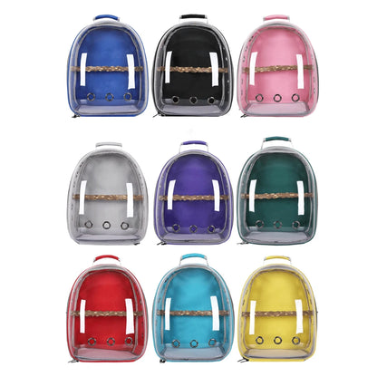 Pet Bird Carrier Backpack – Clear with Perch for Small Birds