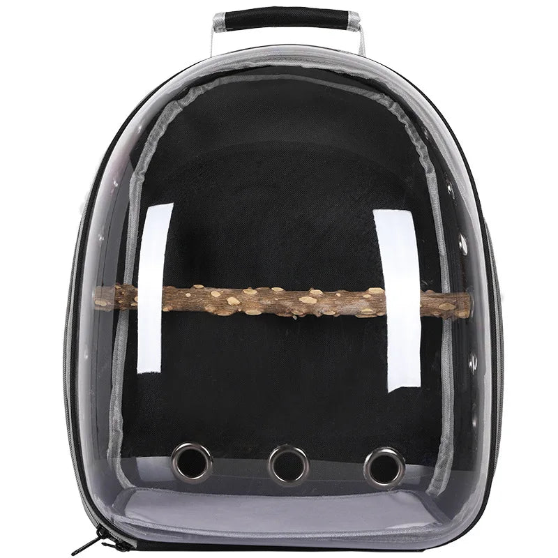 Pet Bird Carrier Backpack – Clear with Perch for Small Birds