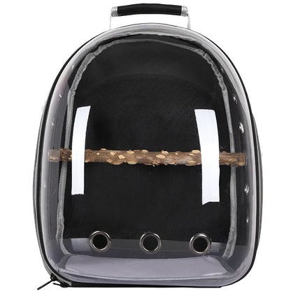 Pet Bird Carrier Backpack – Clear with Perch for Small Birds