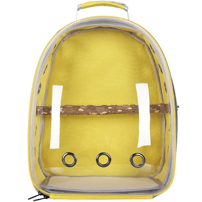 Pet Bird Carrier Backpack – Clear with Perch for Small Birds