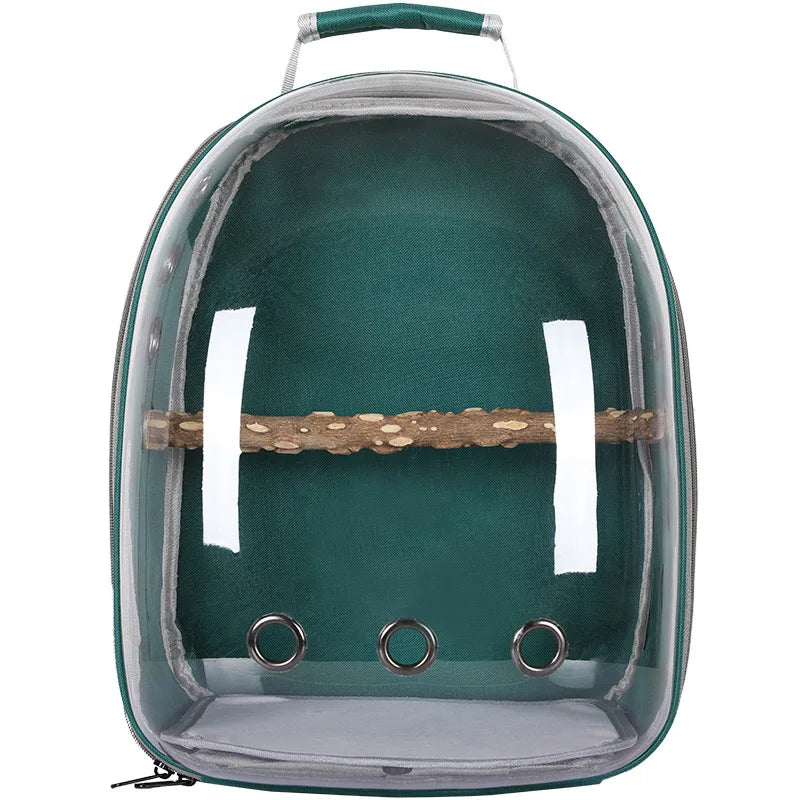 Pet Bird Carrier Backpack – Clear with Perch for Small Birds