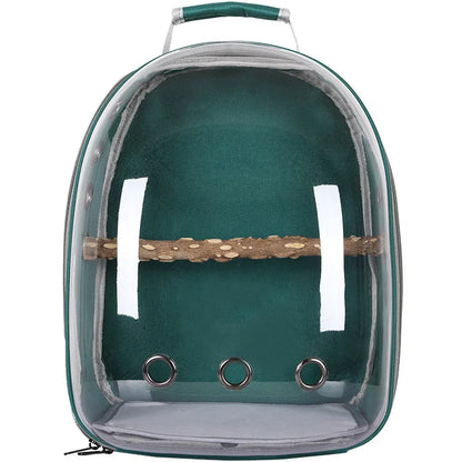 Pet Bird Carrier Backpack – Clear with Perch for Small Birds