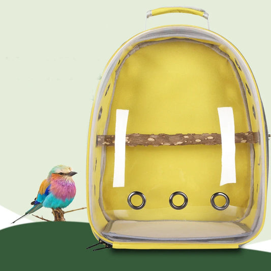 Pet Bird Carrier Backpack – Clear with Perch for Small Birds