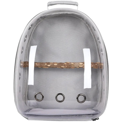 Pet Bird Carrier Backpack – Clear with Perch for Small Birds