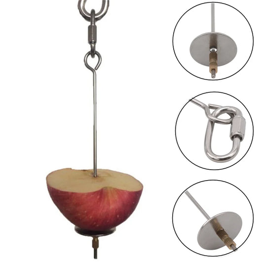 Stainless Steel Bird Fruit Skewer – Hanging Toy for Parrots & Small Pets