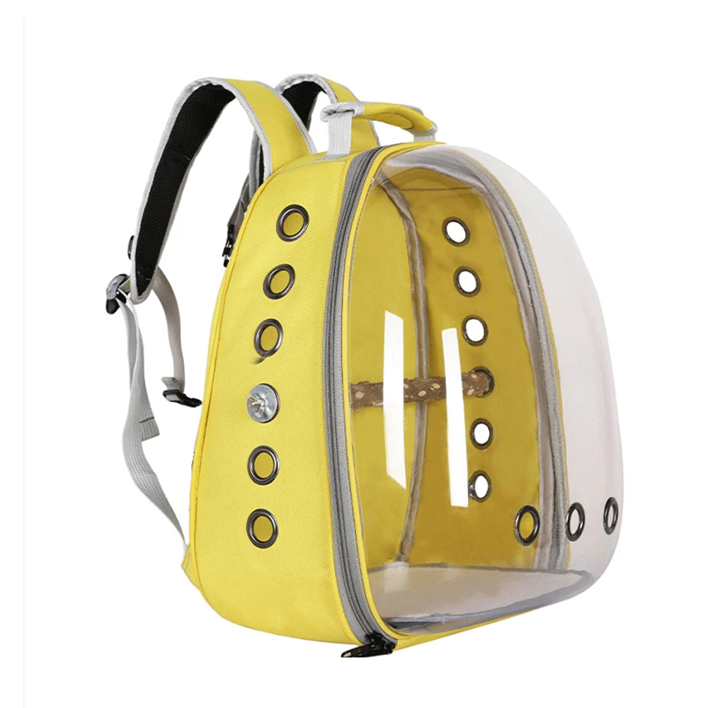 Pet Bird Carrier Backpack – Clear with Perch for Small Birds