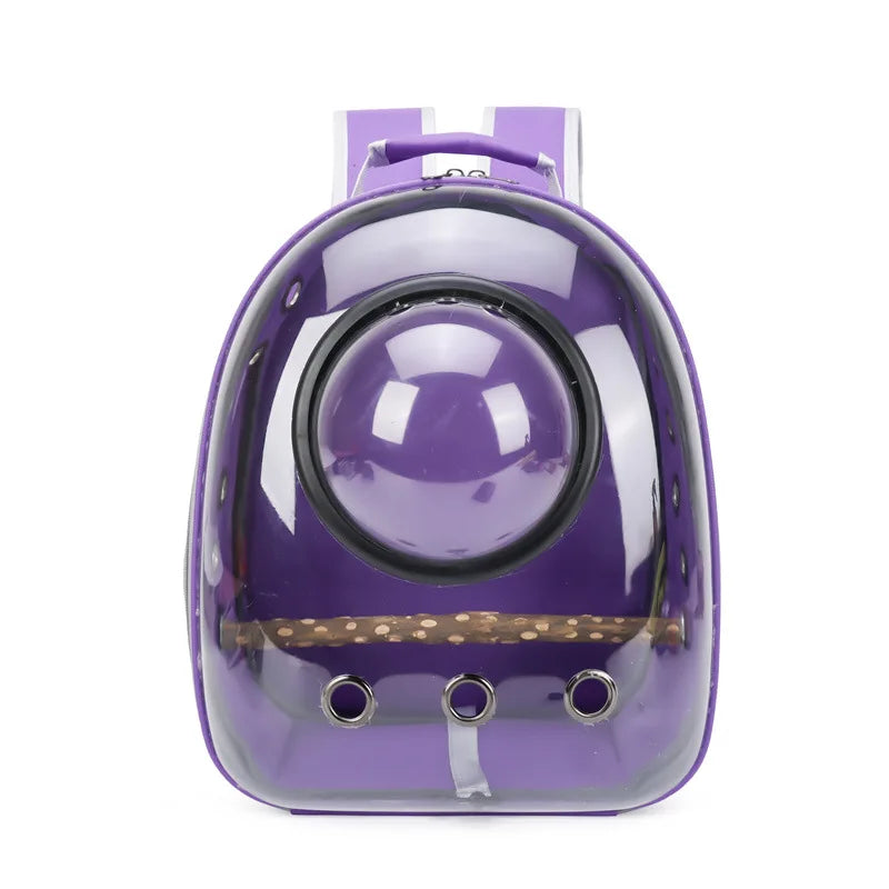 Pet Bird Carrier Backpack – Clear with Perch for Small Birds