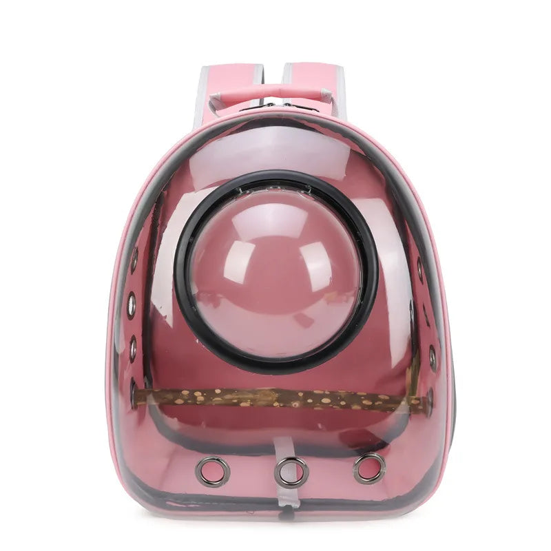 Pet Bird Carrier Backpack – Clear with Perch for Small Birds