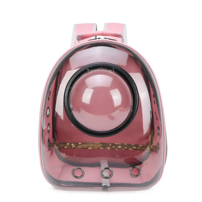 Pet Bird Carrier Backpack – Clear with Perch for Small Birds